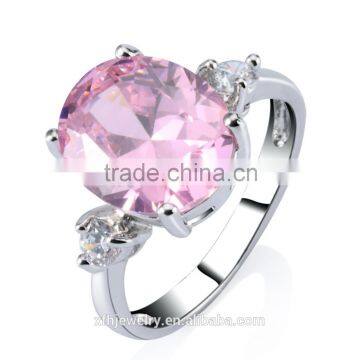 Women romantic pink Clear Cubic Zirconia silver gold plated wedding rings for valentine's day