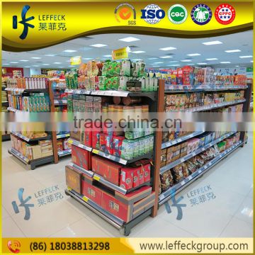 Customizable wooden supermarket display rack China suppliers