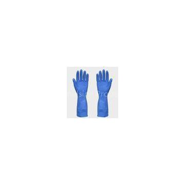 Mans Blue Kitchen Latex Gloves With beaded cuff , straight cuff