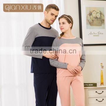 China Supplier Quality Qianxiu Patchwork Popular Long Beautiful Couple Night Wear