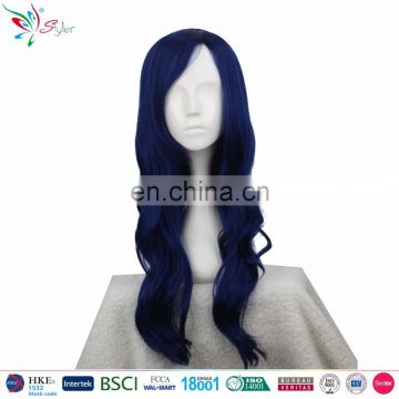 Styler Brand high quality fashion costumes with long dark blue cosplay wig