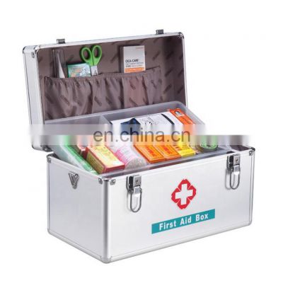 Good Quality Portable  Aluminum Alloy First Aid Kit Box With Items And Handle