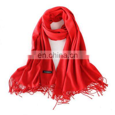 190*70cm New men and women warm tassel red solid color 250g scarf fashion wild cashmere air conditioning shawl