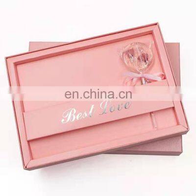 Customize pink paper packing with christmas decoration book shape gift boxes