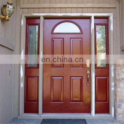 2 sidelights villa entrance walnut wood design carved wooden doors