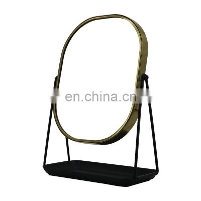 Modern Makeup Mirror And Household  Two Way  Chrome Plated Bathroom Mirror Round Vanity  And Glass Standing Cosmetic Mirror