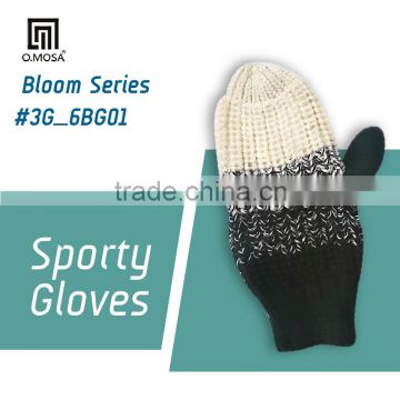 OM2884 O.MOSA 3G_6BG02 Acrylic Color Gradiant Sport Mitten Knitted Warm Gloves