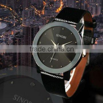 WM020 New Mens Unisex Black Dial Classic Value Leather Band Fashion Quartz Wrist Watch