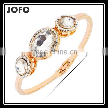 Ladies Accessories 18K Gold Plated Crystal Charm Bangles For Wedding Gift