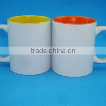 Inside Color Outside White Glazed Ceramic Mug
