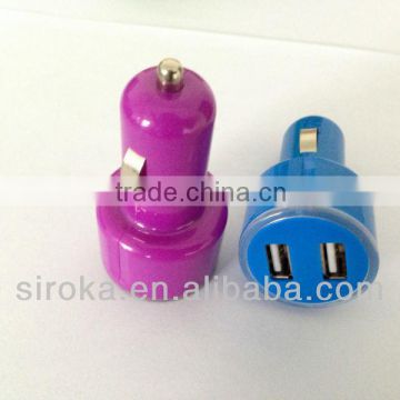 Dual USB DC Charger With Blue LED For Iphone5 / Ipad/ Samsung Galaxy