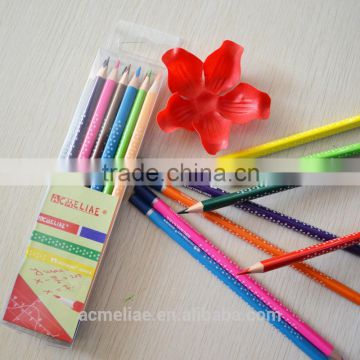 7" standard size triangular shape high quality 3.0mm color lead tri-grip color pencil with dipped end