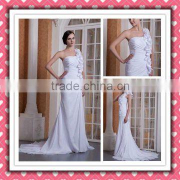 2012 New Style Stylish Beauty One-shoulder Real Dress In Store Chiffon Wedding Dress Wedding Gown XYY-081