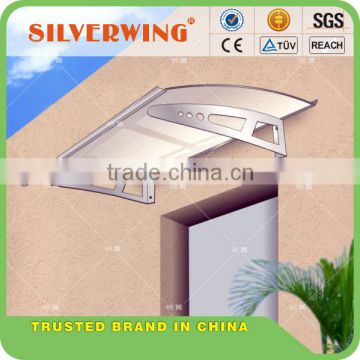 Modern Polycarbonate canopy with Stainless steel or aluminum canopy bracket for door