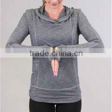 Stretch Comfortable Long Sleeves Woman Yoga Fitness Hooie Jacket With Custom Design For Wholesale
