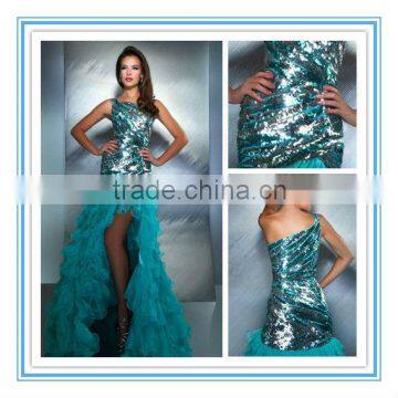 Hot Sale One-Shoulder Green Fishtail Evening Dress (EVMA-1007)