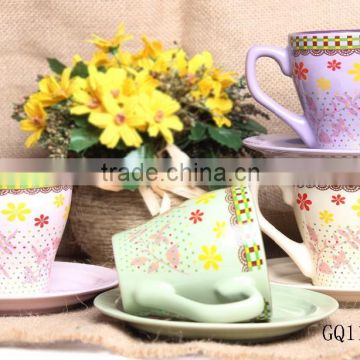 Flexible Choice cute decal mug ceramic cup with saucer for sale
