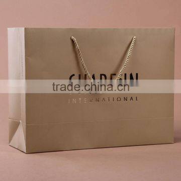 Luxury hot stamping gold logo apparel packaging paper bag