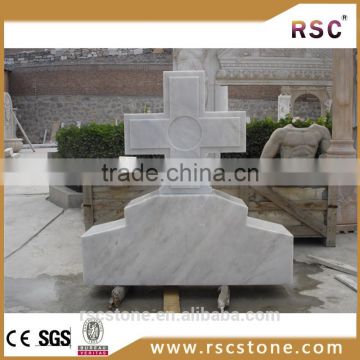 Cross white rough granite headstone