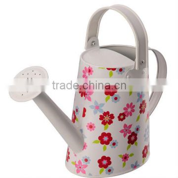 Vintage Watering Can Blue with Flowers 1970's 10" Tall