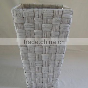 Waterhyacinth white wash with liner planter basket