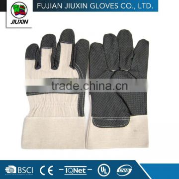 Black white cotton back & cuff impregnated working PVC glove