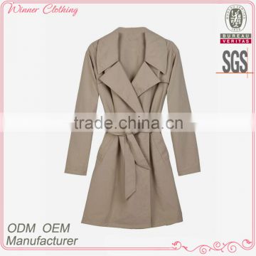 Ladies High Fashion Design Long Style V neck Long Sleeves Coats And Jackets Women