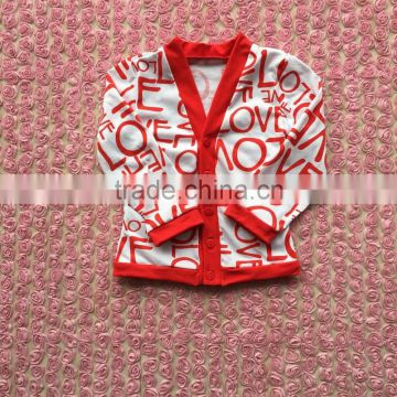 Boutique cheap baby girl valentine cardigan baby LOVE printe cardigan