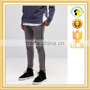 2016 trendy pants grey joggers in cotton plain sweatpants with stripe side