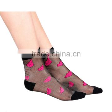 Hot sales Colorful Ultrathin Transparent Beautiful Crystal Elastic Calcetines Short Women Socks Summer Sock Womens