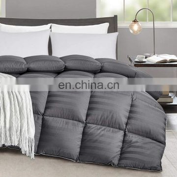 Modern fluffy dark grey duck down double design queen comforter for 5 star hotel