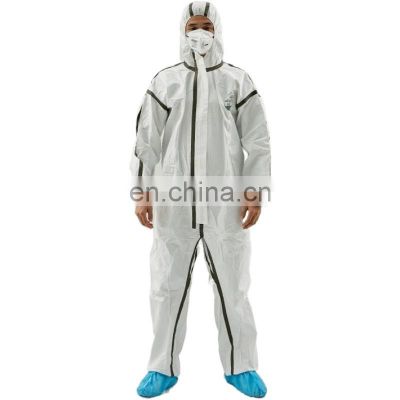 Disposable White Stick Overalls Chemical Microporous Coverall