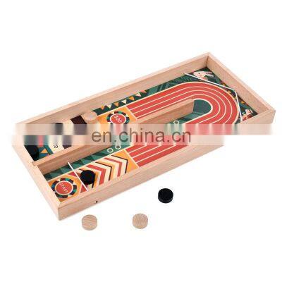 Latest Popular Fast Sling Puck Game Shot Games Toy Wholesale Wooden Educational Toys Paced Score Board