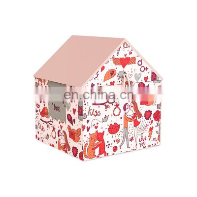 Unique foldable house shape light up gift box for Christmas day present with drawer