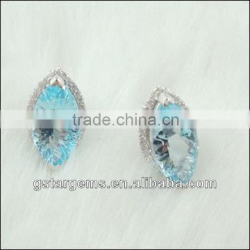 Popular Item 925 Sterling Silver Natural Blue Topaz Jewelry Set