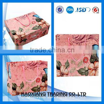 beautiful flower pink color printing shopping bag