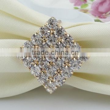 hot selling table decoration & accessories type square shape rhinestones crystal wedding napkin ring