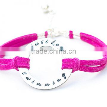 Custom jewelry Microfiber cord Determination swimming charm bracelet                        
                                                                                Supplier's Choice