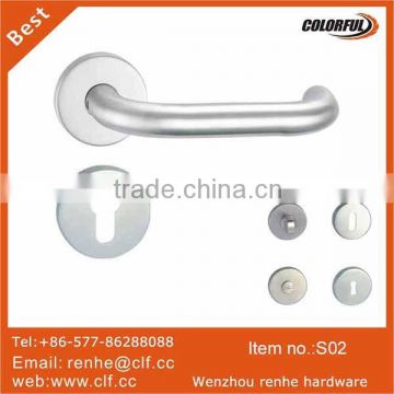 Glossy polished Euro Stainless steel hollow door lock handle with plate