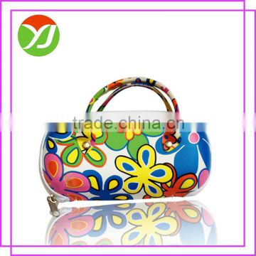 Zipper fashion flower print leather cosmetic bags for women