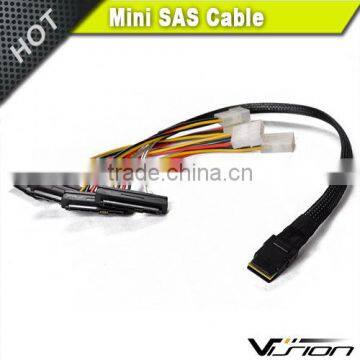 1m black 30AWG Internal Mini SAS 36pin (SFF-8087) Male to SAS 29pin Female with 4pin Power (SFF-8482) Cable