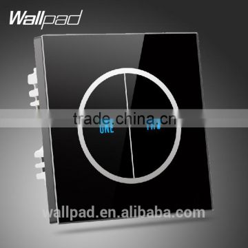 2015 Best Selling Wallpad Benz LED Waterproof UK Black Tempered Glass 110~250V 2 gang 1 way Touch Screen Light Wall Switch