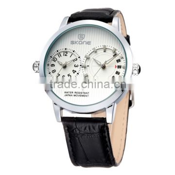 9142 multiple time zones watch with leather band