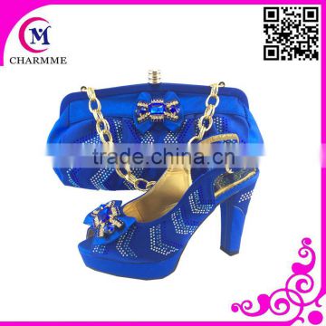 high qiality matching shoes and bags with bule shoes and bags CSB 568 for wholesales italian party shoes and bags