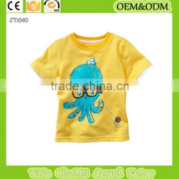 Yellow t-shirt octopus t-shirt children's clothes Printing t shirt animal t-shirt kids kids s shirt