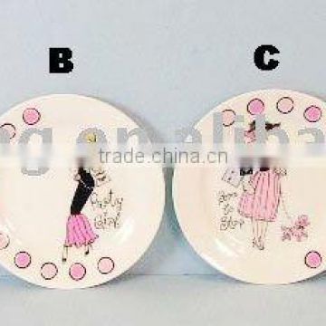 8 inch decoration ceramic plate with decal for girls