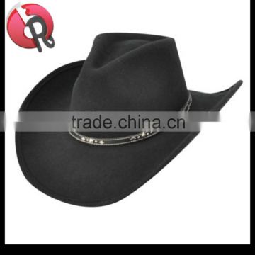 WATERPROOF COWBOY Cattleman HAT Black wool felt- L -Size 7 1/4 - 7 3/8 or 58 - 59 cm