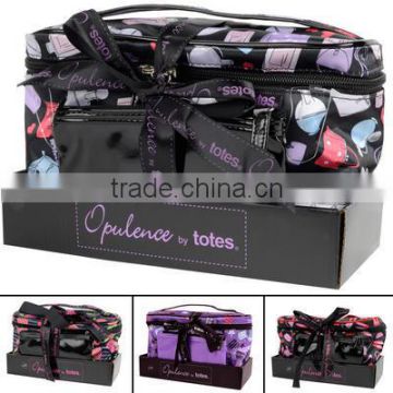 Totes Satin Toiletry Gift Set Train Case & Make Up Bag In Stylish Designs