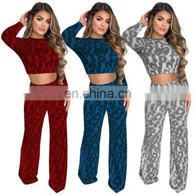 Wholesale customization Women's Fashion Long Sleeve Sexy Street Hipster Fashion European Slim Printed 2-piece Set