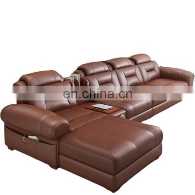 CBMMART Manufactory European Classic Leather Corner Sofa Set For Living Room